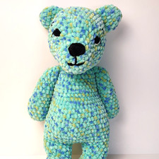 Bear Handmade Crochet Turquoise W/Fleck Stuffed Animal Toy Plushie For Infant