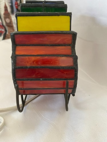 Vintage Light Up Stained Glass Christmas Sleigh - Picture 8 of 11