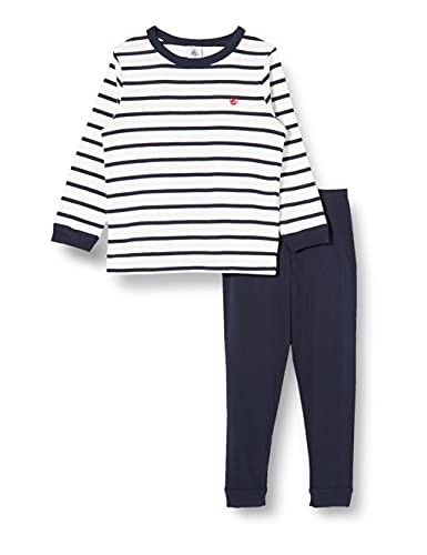 Jungen Pyjama Petit Bateau 2 Jahre, Weiß Blau, Baumwolle, Modell-image