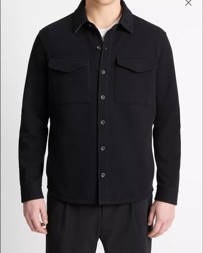 Vince Men's Black Wool Blend Shacket Jacket Button Front Pockets Spread Collar L