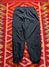Nike Men's Black Nylon Windbreaker Track Pants Size L 90s Vintage Swishy Joggers