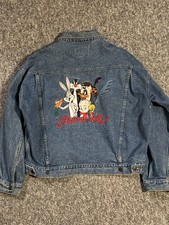 Vintage 1990s ACME Looney Tunes THATS ALL FOLKS Denim Trucker Jacket Size XL VTG