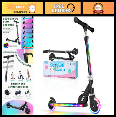 Light-Up Wheels Kids Scooter, 2-Wheel Folding Kick Scooter, Adjustable Height, N