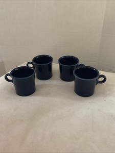 Fiestaware Cobalt Blue Coffee Mug Ring Handle Homer Laughlin, Retired Set of 4