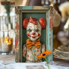 Vintage Tin Metal Sign Circus Clown Aluminum Wall Art Decor 8x12