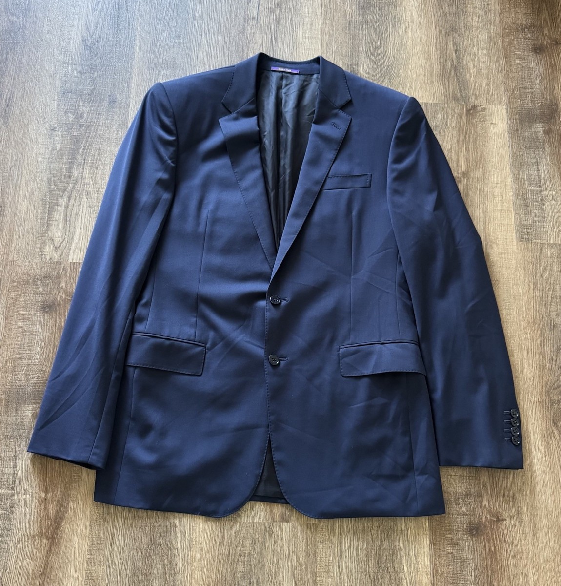 Ralph Lauren Purple Label Suit Jacket 42L Navy Wool Serge Italy