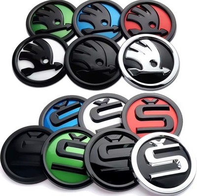 90mm Skoda Emblem Schwarz Front Heck Octavia Superb Kamiq Kodiaq Fabia