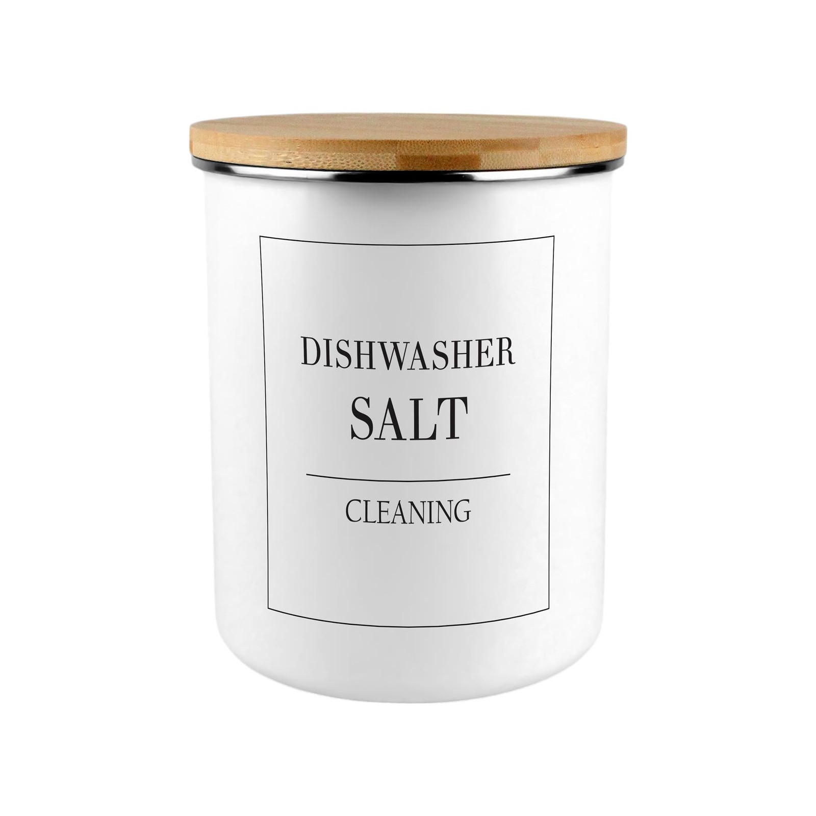Minimalist Dishwasher Salt Canister - Large Enamel Monochrome Kitchen Jar
