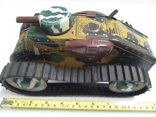 Vintage Marx E12 ARMY TANK Tin Litho Windup 1950s
