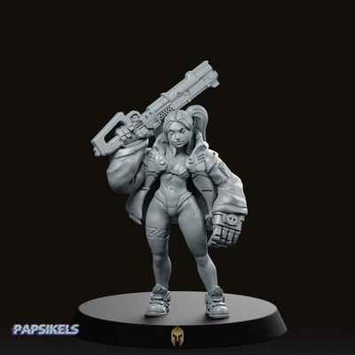 Rebekie Cyberpunk Miniature Sci-Fi Gunfighter Mercenary Heroine