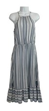 George Womens Blue White Striped Viscose Dress UK 8 48in Length Casual Summer