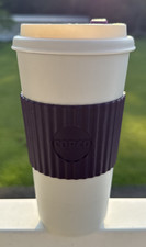 Taza de viaje reutilizable para llevar Copco Acadia 16 oz y agarre de goma antideslizante - lila