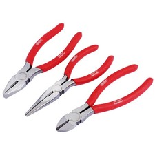 Image of Pliers Set Soft Grip Combination Side Cutting Long Nose Draper 160mm 3pc