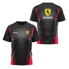 Personalized Name Ferrari Racing Team Black Red 3D Men T-Shirt S-5XL