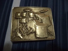 Vintage 1980 DRUM SET Solid Brass Belt Buckle Baron Buckles Musician Drum Kit