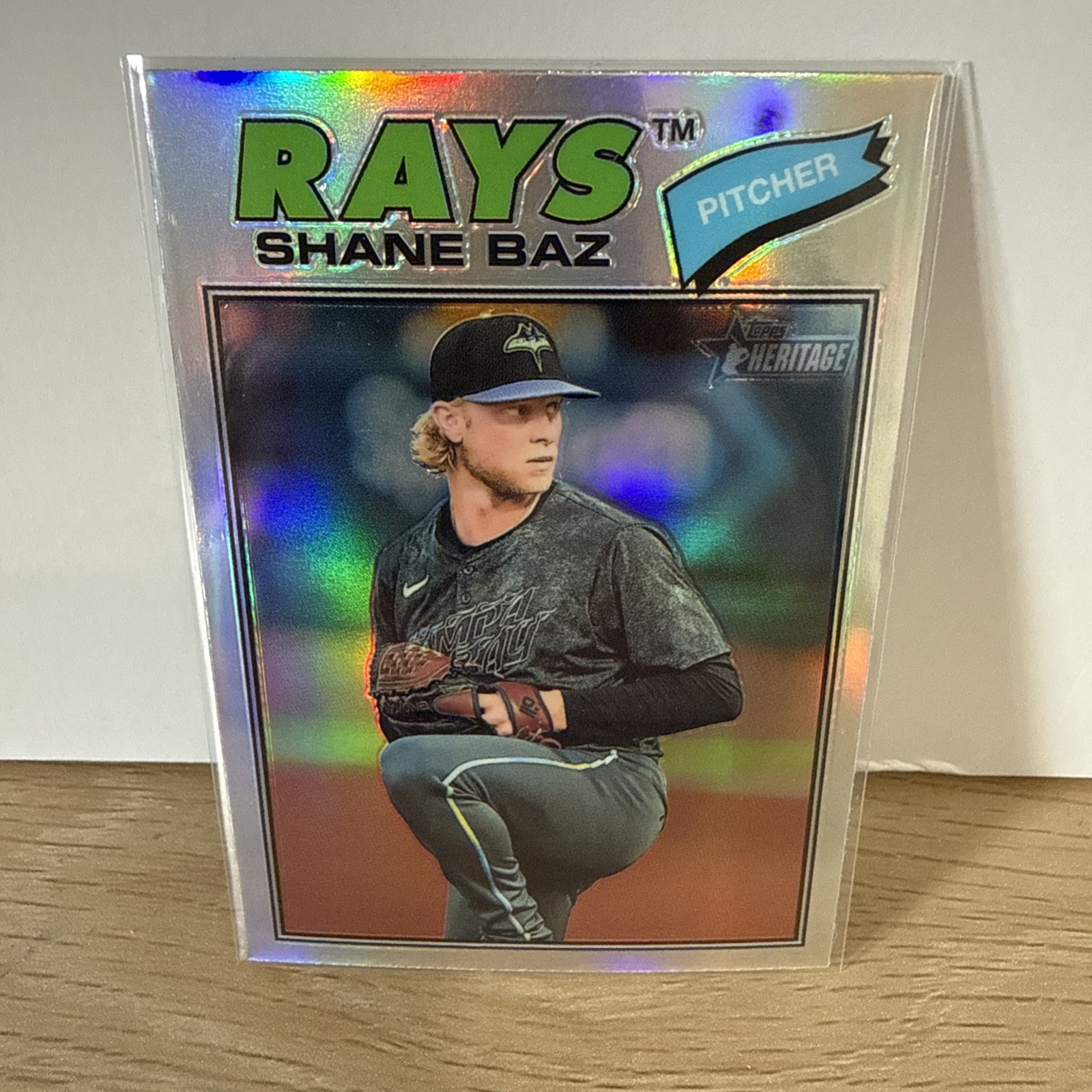 2026 Topps Heritage #348 - Shane Baz - White Chrome SP - Tampa Bay Rays