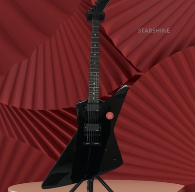 #ad Black Explorer Electric Guitar black Parts Mahogany bone nut dot inlay glossy $247.00