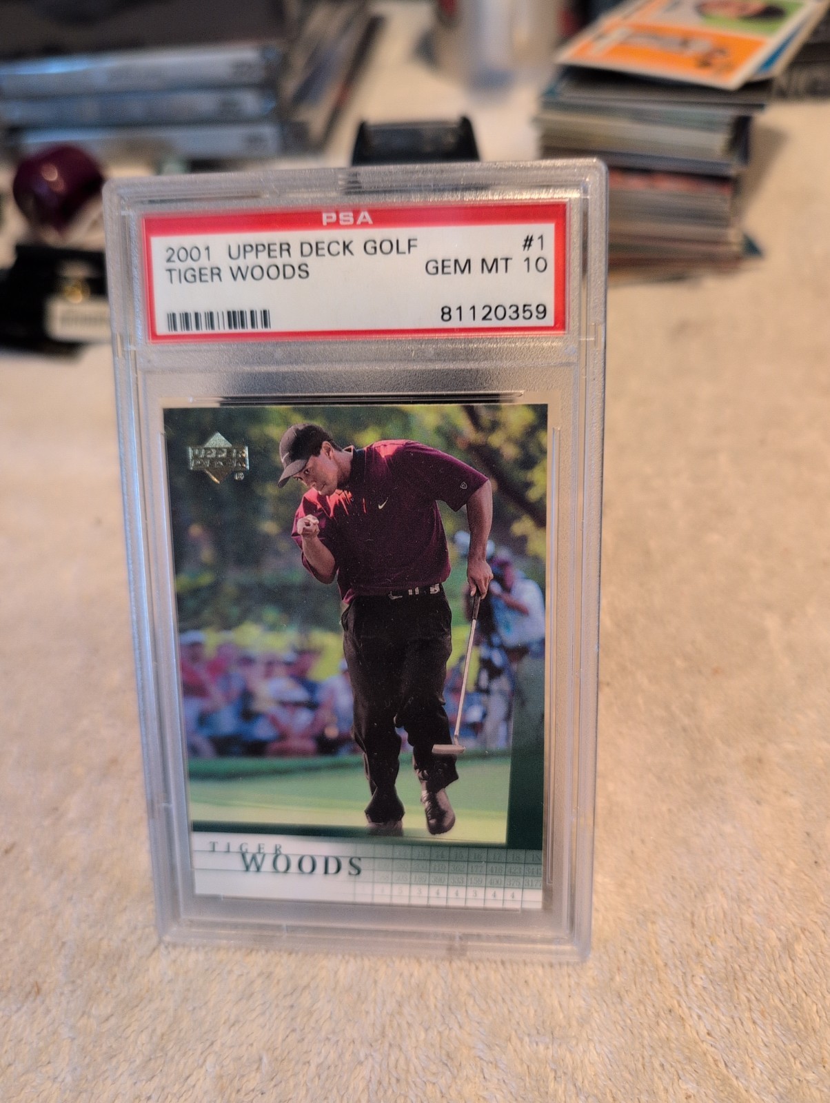 2001 Upper Deck Golf Tiger Woods #1 Rookie Card PSA 10 Gem Mint HOF