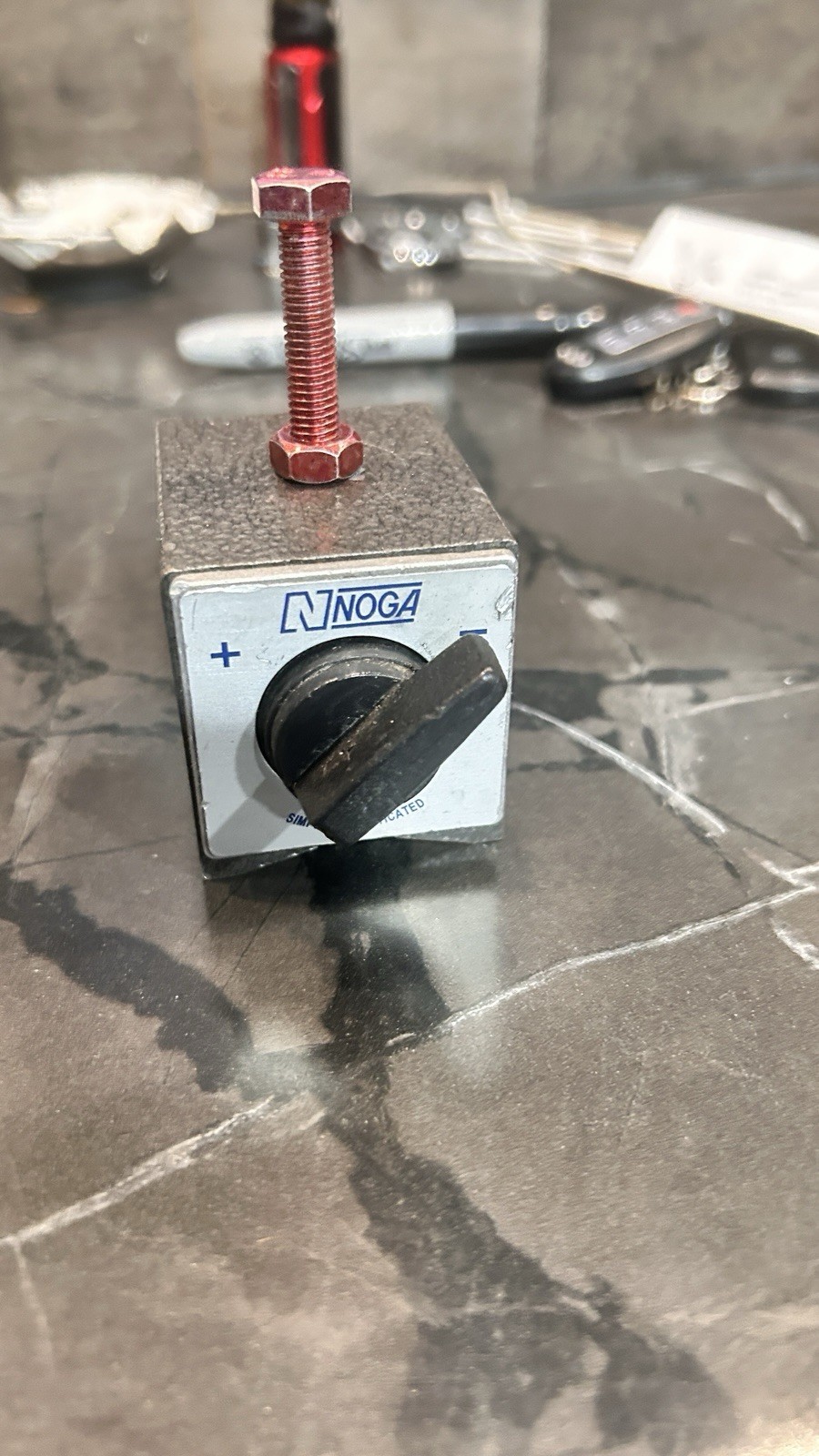 NOGA heavy duty magnetic base with on/off switch 4-3/4” long