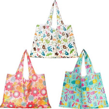3 Pcs Extra Large 50Lbs Foldable Reusable Shopping Bags - Machine Washable Po...