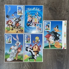 Vintage USPS Looney Tunes Stamp Set MNH 1990s Bugs Bunny Daffy Tweety Sylvester