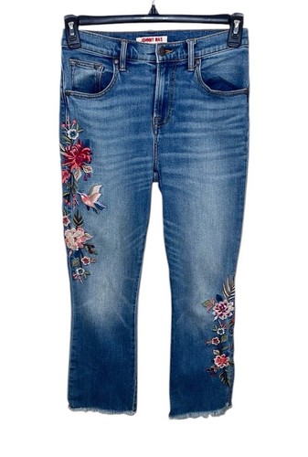 Johnny Was bestickte Jeans Mid Rise Slim Fit Stretch Gr. 25
