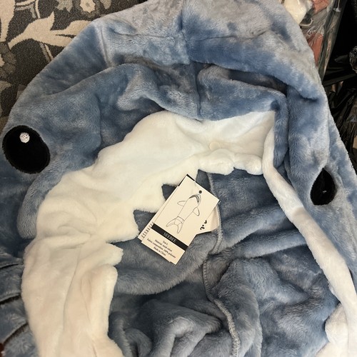 Blue) Flannel Shark Sleeping Bag Hoodie - Super Soft Cozy All-in-One - Foto 12
