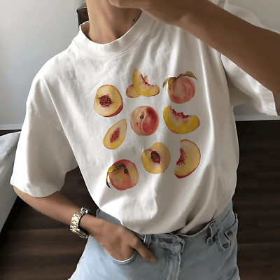 Vintage Peaches Graphic Tee - Cottagecore Aesthetic Women s Short Sleeve T-Shirt