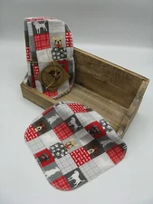 NEW napkins 10 reuseable baby wipe flannel patch quilt dog puppy paw bone plaid