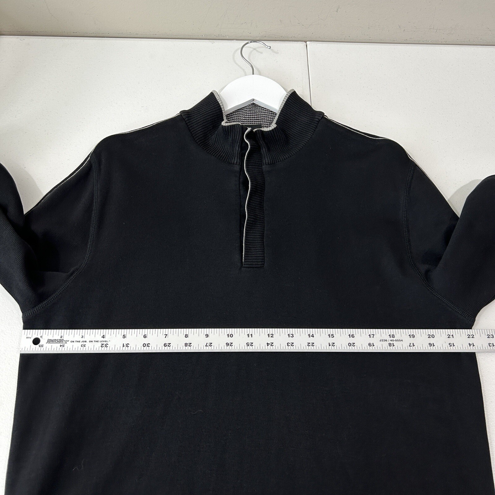 Hugo Boss Mens Sweater Extra Large Black Piceno 1/4 Snap Pullover Work Travel