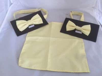 (FDX) Baby Yellow Boys-Children Polyester Bow Tie - OR - Set - OR - Hankie Only