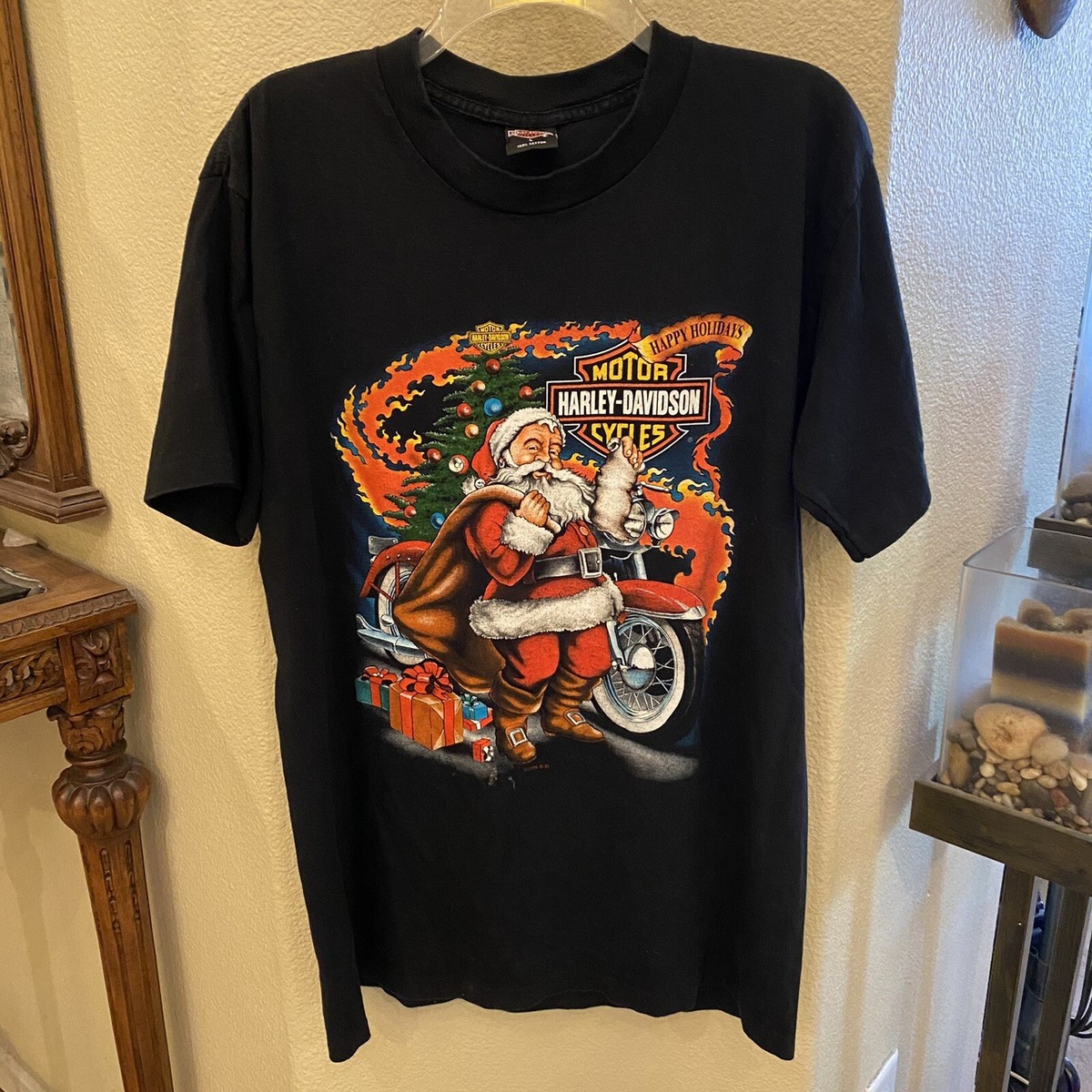 Vintage HARLEY-DAVIDSON 1996 Christmas Santa Graphic T-Shirt Size