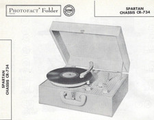 1957 SONIC CR-734 Record Player Photofact MANUAL AM Receiver Phonograph Portable