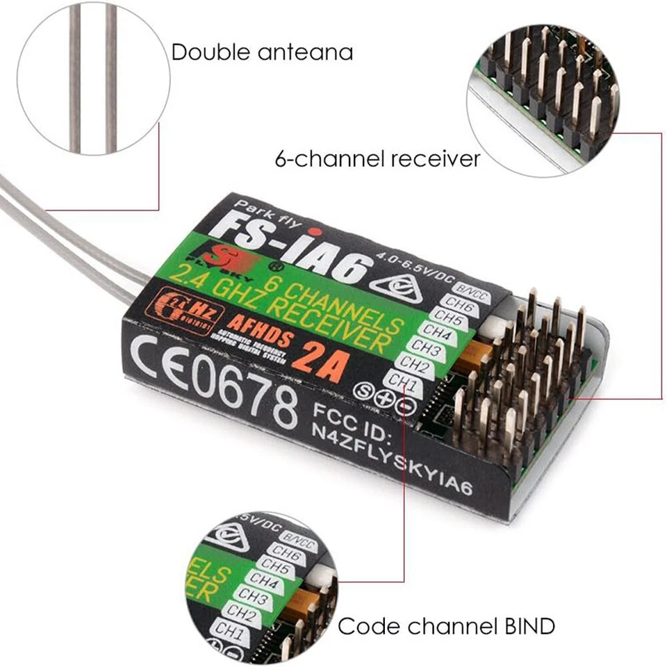 2,4 GHz 6 Kanal 6CH FS-iA6 Empfänger für Flysky i4 i6 i10 GT2E GT2F GT2B Sender - Bild 4 von 4