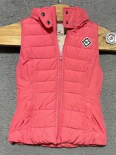 Hollister Hooded Sherpa Lined Pink Puffer Full Zip Vest Womens XS