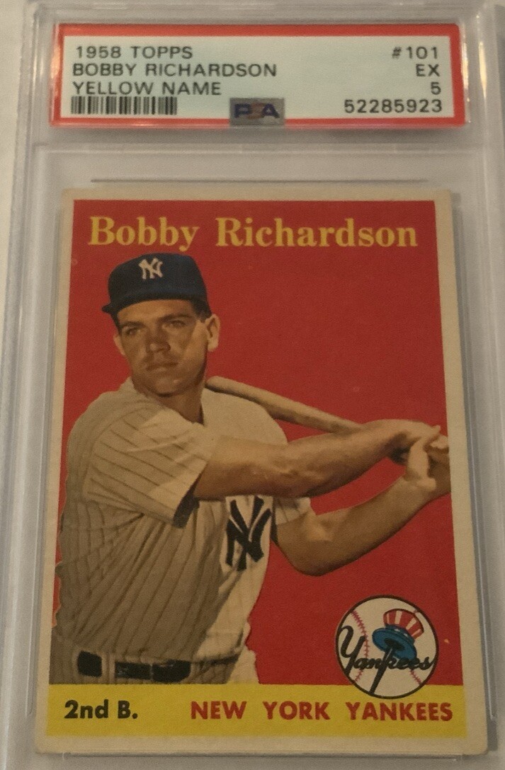 1958 Topps Baseball #101 Bobby Richardson Yellow Name PSA 5 EX