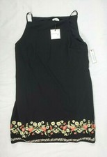 Bisou Bisou Black Floral Embroidered Sleeveless Shift Dress, Size 16