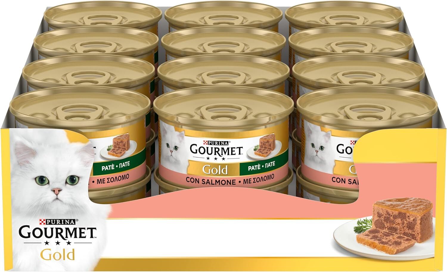 Purina Gourmet Gold Patè Umido Gatti con Salmone, 24 Lattine da 85 g