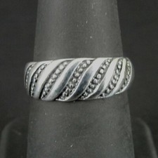 RIng Silver Band Lines with Dots Design Sterling 925 Ring Size 6.75 Band 6 3/4
