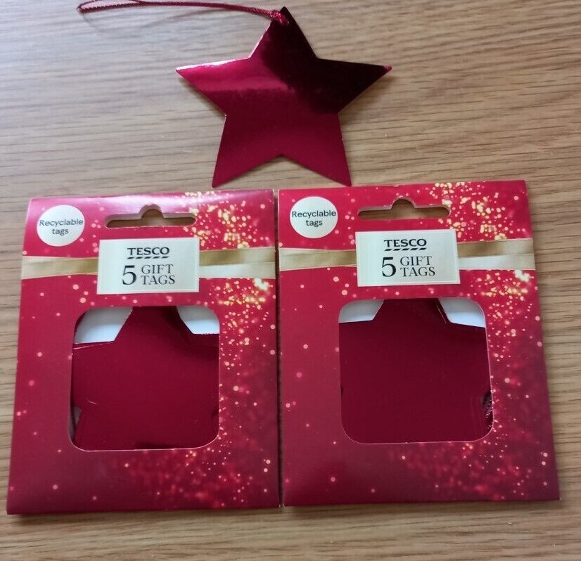 10 x Christmas Recyclable Gift Tags 6 Designs Tesco (2 packs of 5) eBay