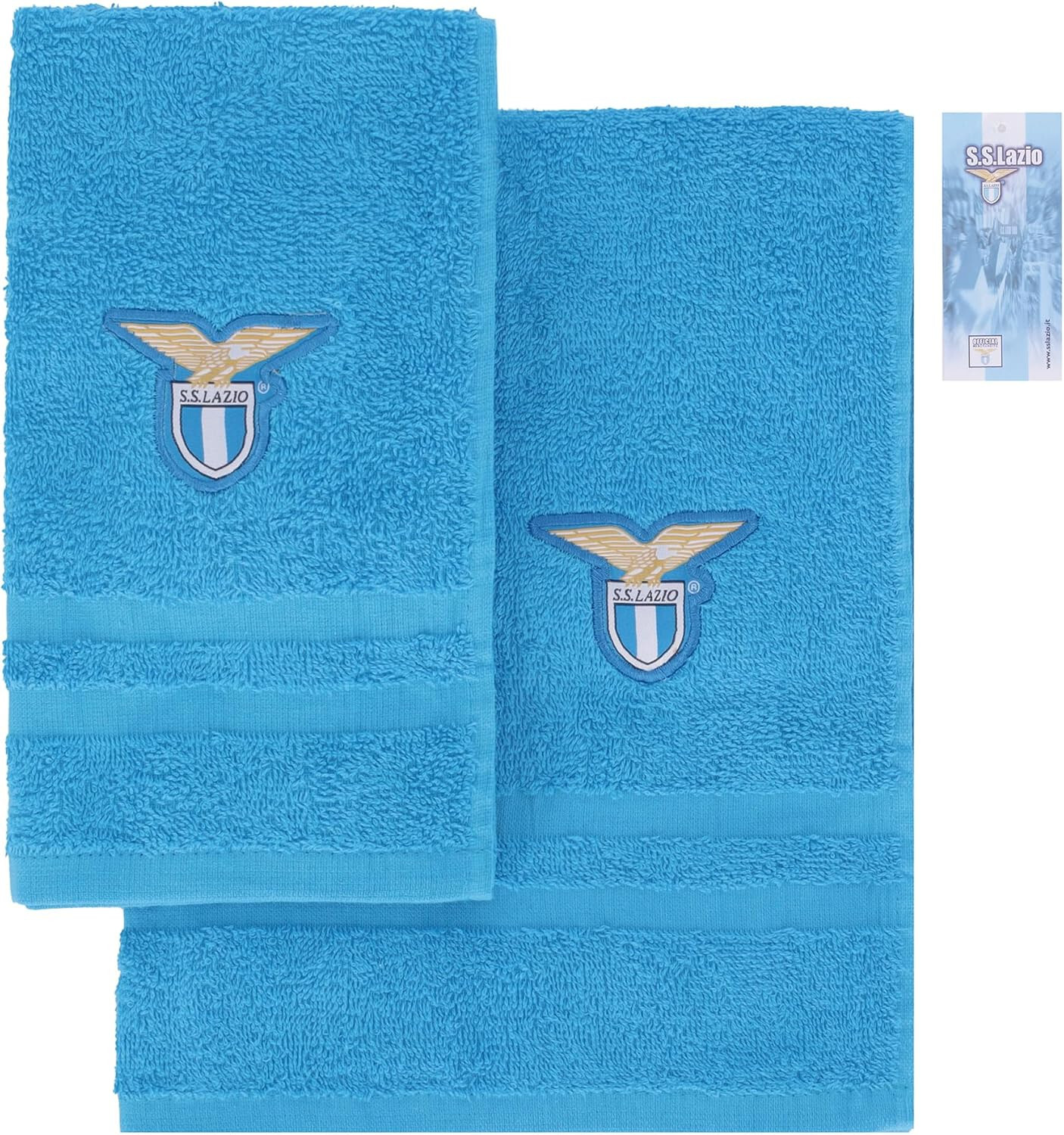 SS Lazio Set Asciugamani 1+1 Asciugamano Viso+ Ospite in Spugna Cotone