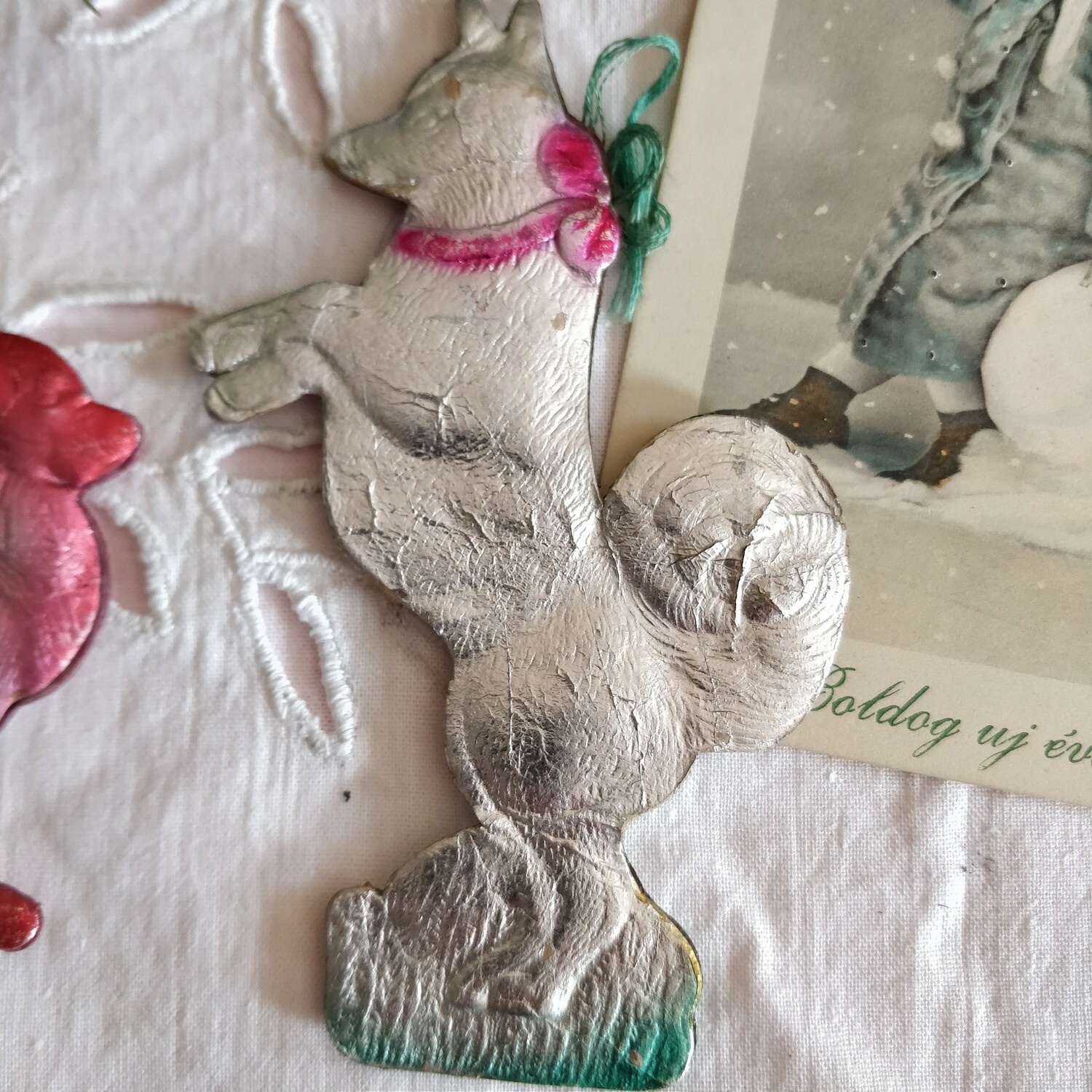 2 Dogs Antique Dresden Christmas Ornaments Made in USSR 1950s eBay