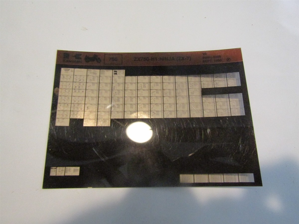 KAWASAKI 1989 ZX750-H1:NINJA SERIES MOTORCYCLE MASTER PARTS