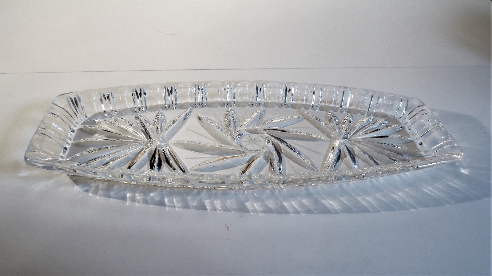 Vintage Rectangle Cut Crystal Relish Dish with Starburst | eBay
