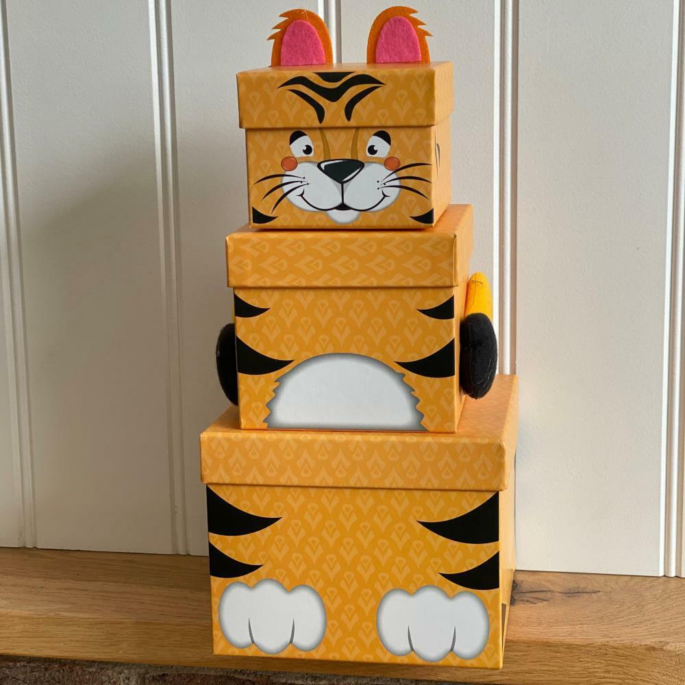 Stackable Tiger Animal Gift Boxes | Childrens Nested 3 Tier Novelty  Birthday | eBay