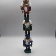 Kurt S Adler Santa’s World Stacked Nutcracker Trio Decoration Piece