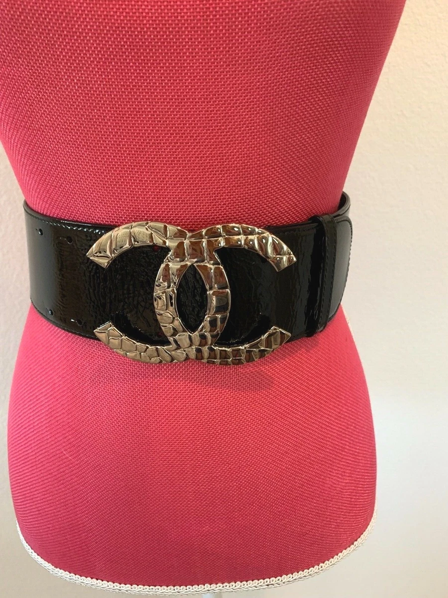 CHANEL Black Leather & Gold Metal Belt Wide Oversized Multi CC Logo 1992 -  Chelsea Vintage Couture