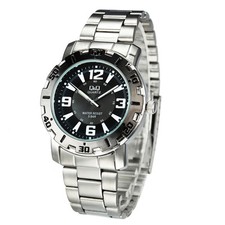 Q Q by Citizen Q616J405Y Black Dial Stainless Steel Men's Watch Great Gift