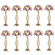 Nuptio Gold Flower Stand for Table Centerpiece 18" Wedding Vase Set of 14