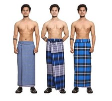 Cotton Stitched Lungi / dhoti Pack Of 3 Ready To Wear 2.25Meter US